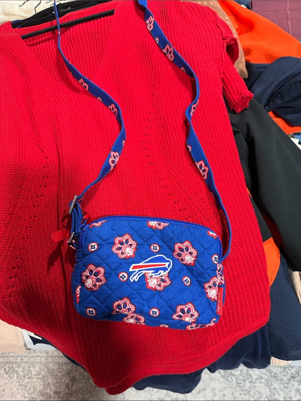 Buffalo Bills Vera Bradley Quilted Blue Floral Crossbody Bag